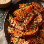 Sticky Glazed Sweet Potatoes with Harissa Ranch First Image