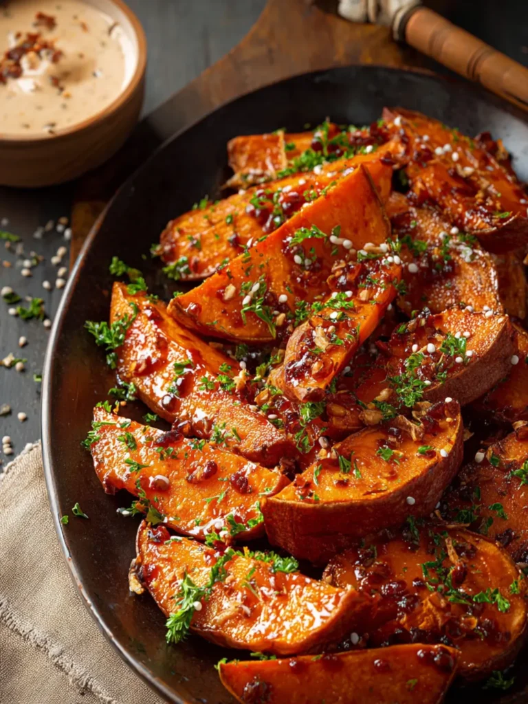 Sticky Glazed Sweet Potatoes with Harissa Ranch First Image