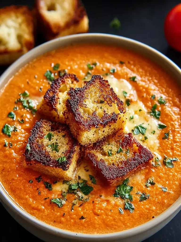 Creamy Tomato Bisque with Grilled Cheese Croutons: An Incredible Ultimate Recipe First Image