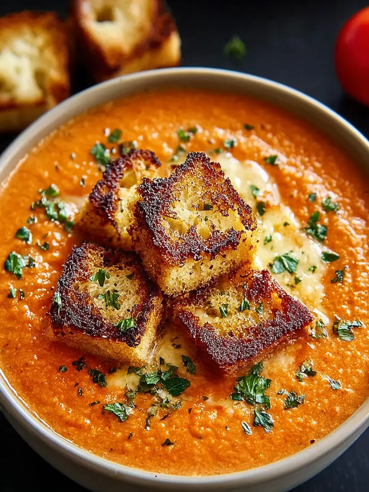 Creamy Tomato Bisque with Grilled Cheese Croutons: An Incredible Ultimate Recipe First Image