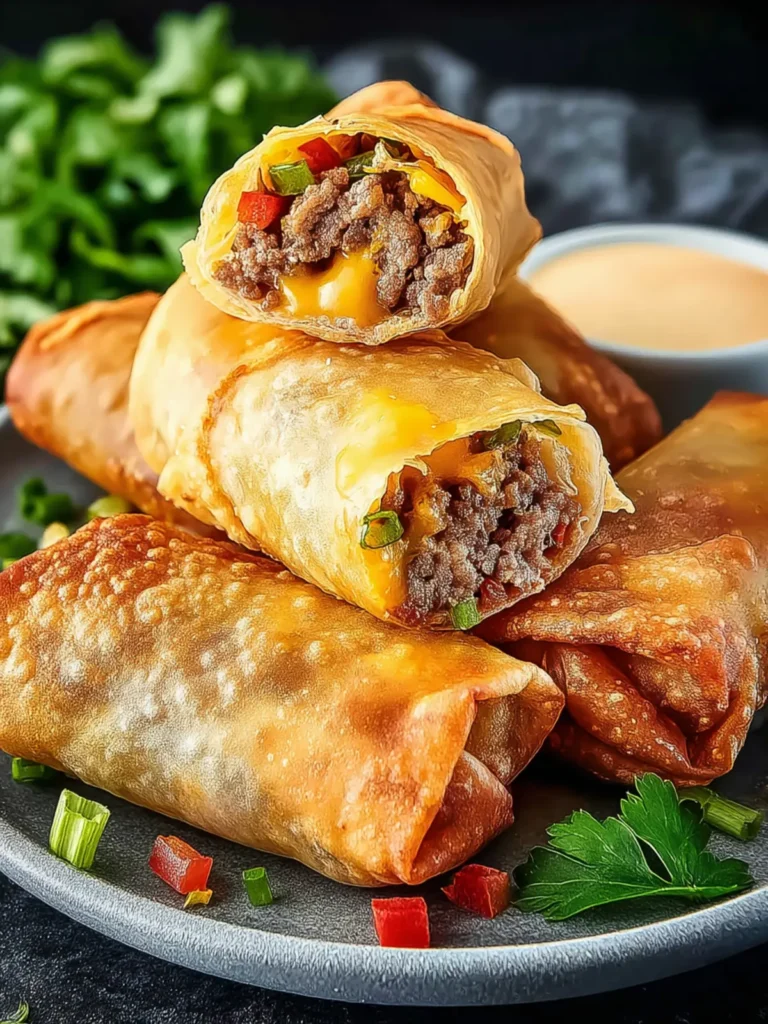 Crispy Cheeseburger Egg Rolls: Easy Flavorful Snack Recipe First Image