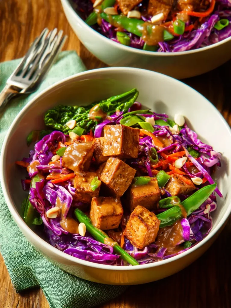 Cabbage Bowl with Tofu and Peanut Sauce First Image