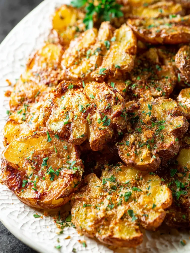 The Crispiest Garlic Parmesan Smashed Potatoes First Image