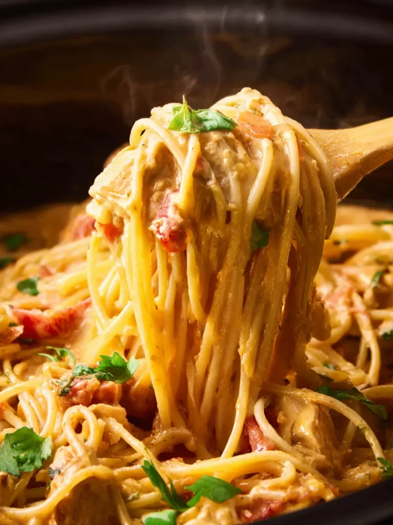 slow cooker chicken spaghetti First Image