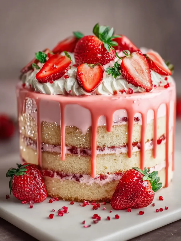 Strawberry Champagne Cake Recipe First Image